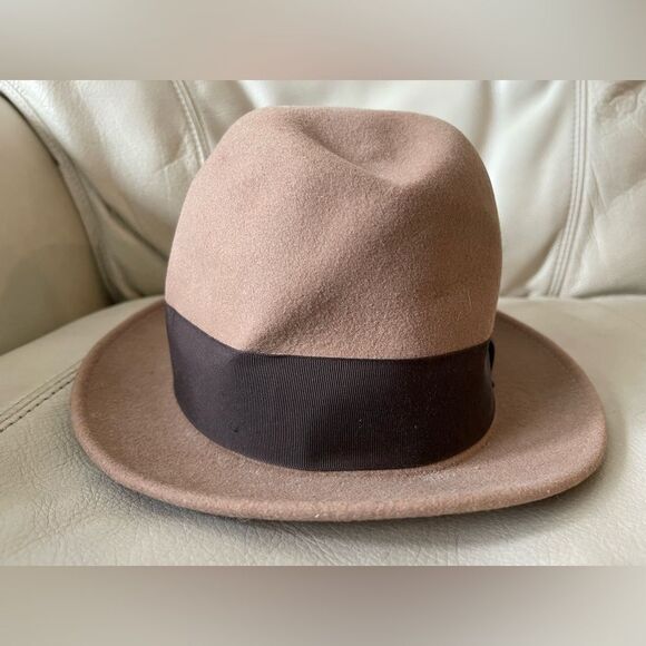 Capas Design Fedora Hat 100% Wool Feather Made in USA Medium 6 7/8 Brown - Picture 4 of 7
